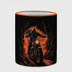 Кружка 3D Мотоциклист с черепом, цвет: 3D-оранжевый кант — фото 2