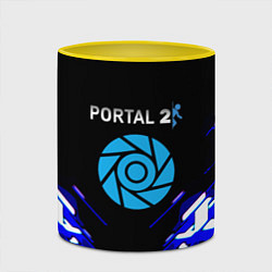 Кружка 3D Portal 2 неоновая текстура, цвет: 3D-белый + желтый — фото 2