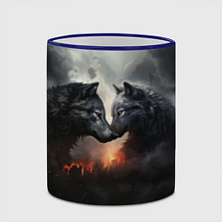 Кружка 3D Влюбленные волки в дыму, цвет: 3D-синий кант — фото 2