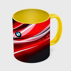 Кружка 3D BMW sport line steel, цвет: 3D-белый + желтый