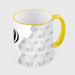 Кружка 3D Fiat white poly, цвет: 3D-желтый кант