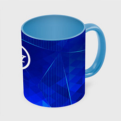 Кружка 3D Foo Fighters blue poly, цвет: 3D-белый + небесно-голубой