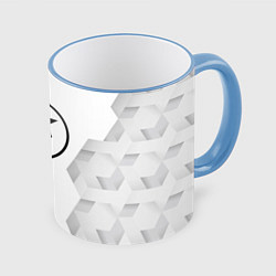 Кружка 3D Skillet white poly, цвет: 3D-небесно-голубой кант