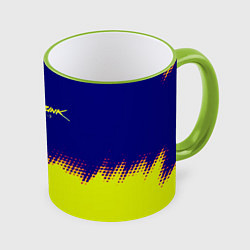 Кружка 3D Cyberpunk 2077 краски жёлтые, цвет: 3D-светло-зеленый кант