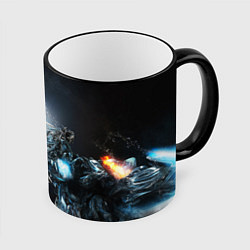 Кружка 3D Космическая абстракция астероид, цвет: 3D-черный кант