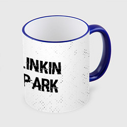 Кружка 3D Linkin Park 2024 glitch на светлом фоне по-горизон, цвет: 3D-синий кант