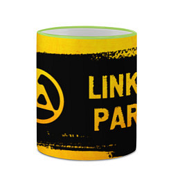 Кружка 3D Linkin Park 2024 - gold gradient по-горизонтали, цвет: 3D-светло-зеленый кант — фото 2