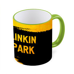 Кружка 3D Linkin Park 2024 - gold gradient по-горизонтали, цвет: 3D-светло-зеленый кант