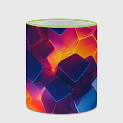 Кружка 3D Неоновая геометрическая текстура, цвет: 3D-светло-зеленый кант — фото 2