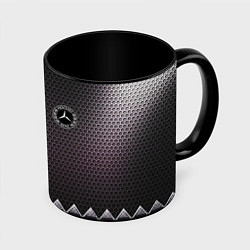 Кружка 3D Mercedes benz carbon steel, цвет: 3D-белый + черный