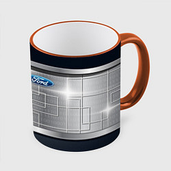 Кружка 3D FORD текстура из метала, цвет: 3D-оранжевый кант