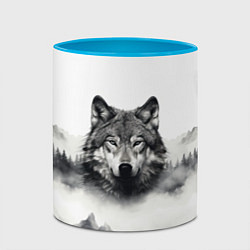 Кружка 3D Голова серого волка, цвет: 3D-белый + небесно-голубой — фото 2