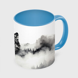 Кружка 3D Голова серого волка, цвет: 3D-белый + небесно-голубой