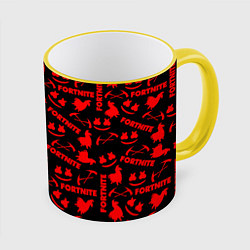Кружка 3D Fortnite pattern game red, цвет: 3D-желтый кант