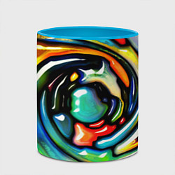 Кружка 3D Акварельные краски мозаика, цвет: 3D-белый + небесно-голубой — фото 2