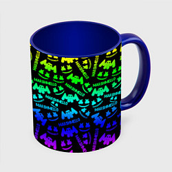 Кружка 3D Marshmello neon steel pattern, цвет: 3D-белый + синий