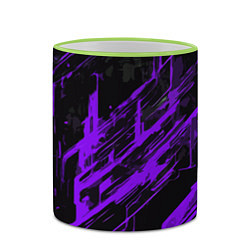 Кружка 3D Purple stripes on a black background, цвет: 3D-светло-зеленый кант — фото 2