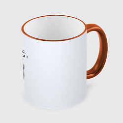 Кружка 3D Злой серый кот: выше нос кусок мяса, цвет: 3D-оранжевый кант