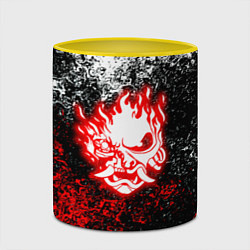 Кружка 3D Cyberpunk брызги красок, цвет: 3D-белый + желтый — фото 2