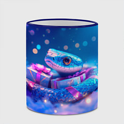 Кружка 3D Новогодняя змейка с подарком, цвет: 3D-синий кант — фото 2