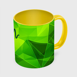 Кружка 3D Arctic Monkeys green poly, цвет: 3D-белый + желтый