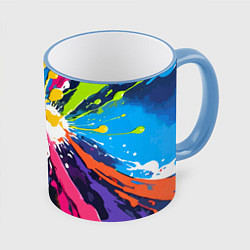 Кружка 3D Красочная абстракция - экспрессионизм, цвет: 3D-небесно-голубой кант