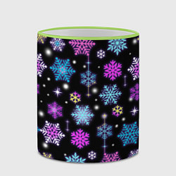 Кружка 3D Разноцветные снежинки, цвет: 3D-светло-зеленый кант — фото 2