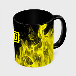 Кружка 3D PUBG fire yellow, цвет: 3D-белый + черный