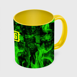 Кружка 3D PUBG green fire game, цвет: 3D-белый + желтый