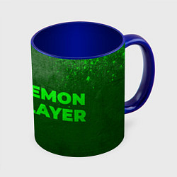 Кружка 3D Demon Slayer - green gradient по-горизонтали, цвет: 3D-белый + синий