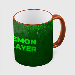 Кружка 3D Demon Slayer - green gradient по-горизонтали, цвет: 3D-оранжевый кант