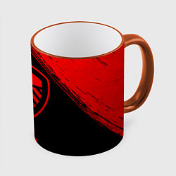 Кружка 3D Leeds United - red gradient, цвет: 3D-оранжевый кант