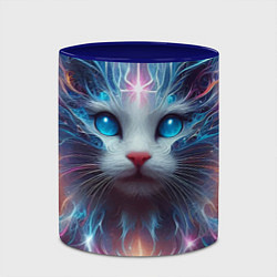 Кружка 3D Fantastic blue-eyed neon kitten, цвет: 3D-белый + синий — фото 2