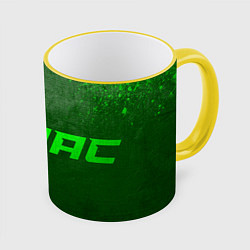 Кружка 3D JAC - green gradient по-горизонтали, цвет: 3D-желтый кант