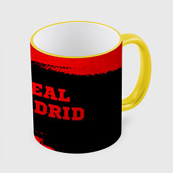 Кружка 3D Real Madrid - red gradient по-горизонтали, цвет: 3D-желтый кант