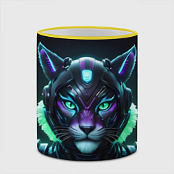 Кружка 3D Неоновый кибер тигр, цвет: 3D-желтый кант — фото 2