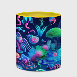 Кружка 3D Фантастическая абстрактная композиция - сюрреализм, цвет: 3D-белый + желтый — фото 2