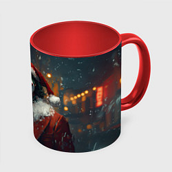 Кружка 3D Довольный Джокер под новый год, цвет: 3D-белый + красный