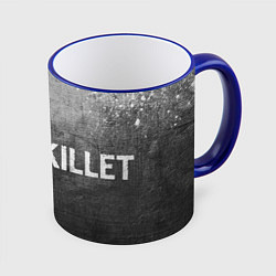 Кружка 3D Skillet - grey gradient по-горизонтали, цвет: 3D-синий кант