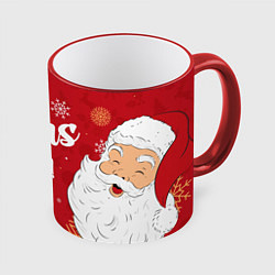 Кружка 3D Merry Christmas Ho-Ho-Ho, цвет: 3D-красный кант