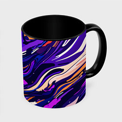 Кружка 3D Разноцветная абстракция разводов, цвет: 3D-белый + черный