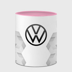 Кружка 3D Volkswagen white poly, цвет: 3D-белый + розовый — фото 2