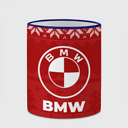 Кружка 3D Новогодний BMW, цвет: 3D-синий кант — фото 2