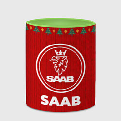 Кружка 3D Saab new year, цвет: 3D-белый + светло-зеленый — фото 2