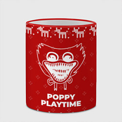 Кружка 3D Новогодний Poppy Playtime с оленями, цвет: 3D-красный кант — фото 2