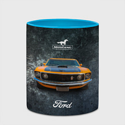 Кружка 3D Спортивный американский автомобиль Ford Mustang, цвет: 3D-белый + небесно-голубой — фото 2