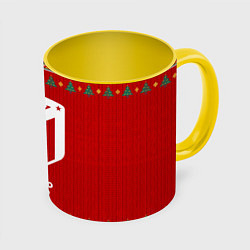 Кружка 3D Atletico Madrid new year, цвет: 3D-белый + желтый
