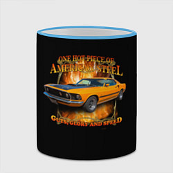 Кружка 3D Форд Мустанг, цвет: 3D-небесно-голубой кант — фото 2