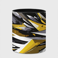 Кружка 3D Чёрно-жёлто-белая абстракция, цвет: 3D-белый + черный — фото 2
