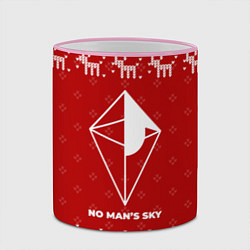 Кружка 3D Новогодний No Mans Sky с оленями, цвет: 3D-розовый кант — фото 2